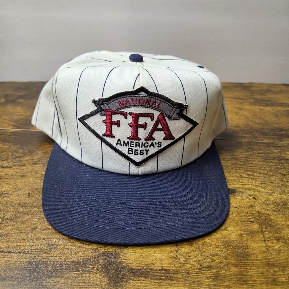 VTG National FFA Americas Best Snapback Hat Pinstripe Navy White K-Products USA